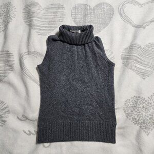 Vintage Ports International Gray 100% Cashmere Sleeveless Turtleneck Sz‎ S